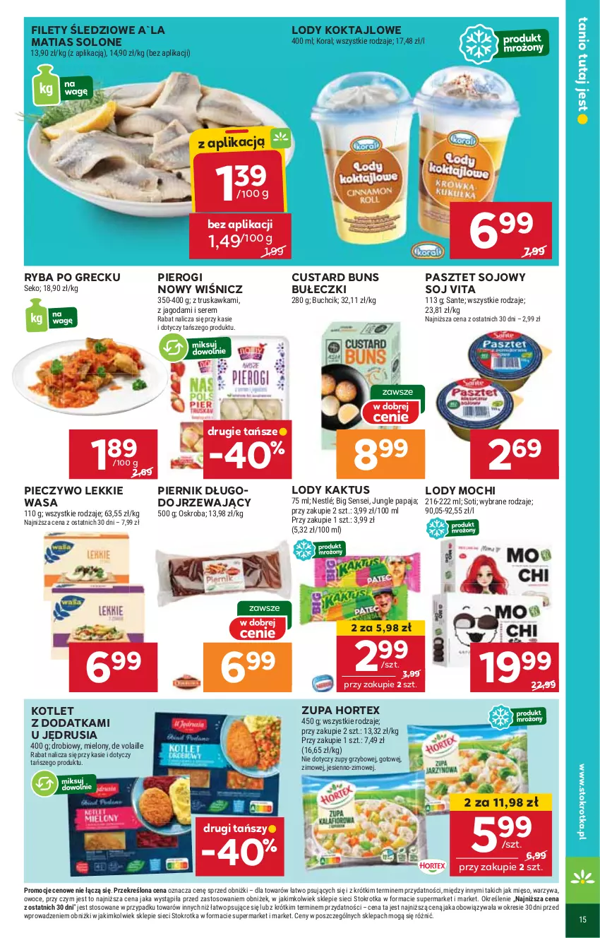 Gazetka promocyjna Stokrotka - Supermarket - ważna 29.05 do 04.06.2025 - strona 29 - produkty: Bułeczki, Hortex, Kaktus, Kotlet, Lody, Mięso, Nestlé, Owoce, Papaja, Pasztet, Piec, Pieczywo, Piernik, Pierogi, Ryba, Ryba po grecku, Sante, SEKO, Ser, Warzywa, Wasa, Zupa