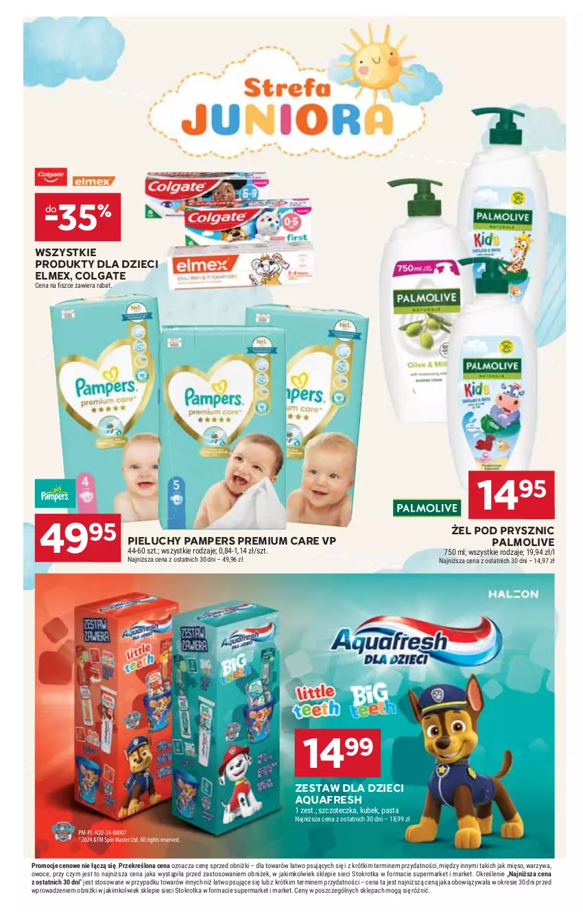 Gazetka promocyjna Stokrotka - Supermarket - ważna 29.05 do 04.06.2025 - strona 47 - produkty: Aquafresh, Colgate, Dzieci, Elmex, Kubek, LG, Mięso, Owoce, Palmolive, Pampers, Pieluchy, Szczoteczka, Warzywa