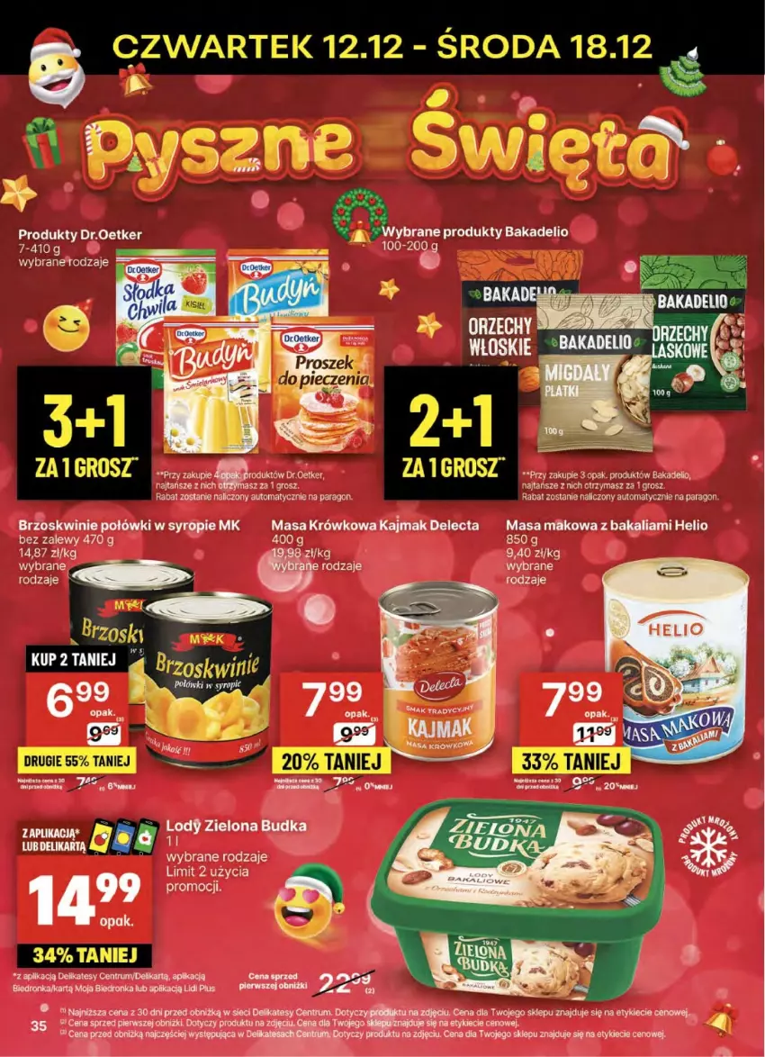 Gazetka promocyjna Delikatesy Centrum - NOWA GAZETKA Delikatesy Centrum od 12 grudnia! 12-18.12.2024 - ważna 12.12 do 18.12.2024 - strona 35 - produkty: Brzoskwinie, Delecta, Helio, Masa krówkowa, Rum, Syrop, Zielona Budka