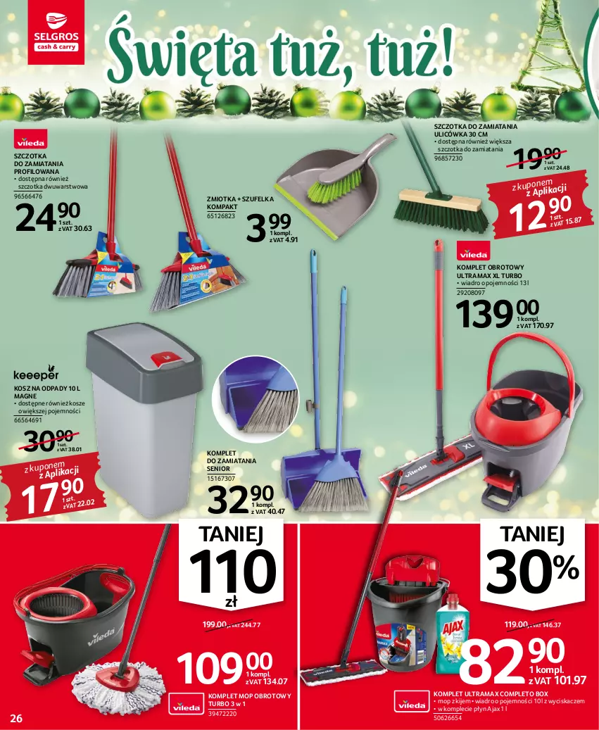 Gazetka promocyjna Selgros - Oferta przemysłowa - ważna 17.11 do 30.11.2022 - strona 26 - produkty: Ajax, Kije, Kosz, Kosz na odpady, Mop, Rama, Szczotka, Szufelka, Wiadro