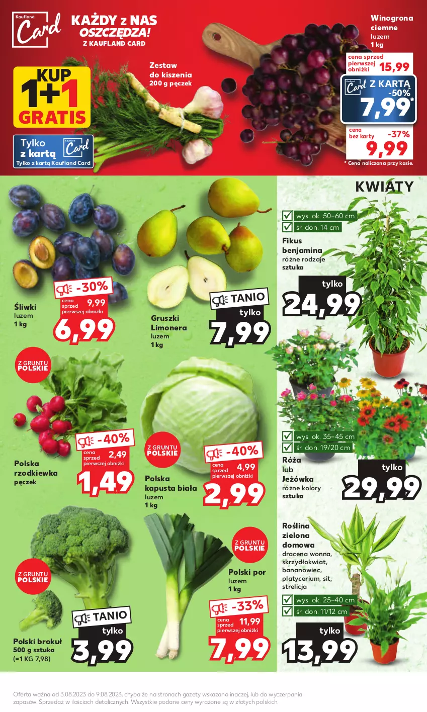 Gazetka promocyjna Kaufland - od Poniedziałku - ważna 07.08 do 12.08.2023 - strona 9 - produkty: Gra, Grunt, Gruszki, Por, Róża, Rzodkiewka, Wino, Winogrona