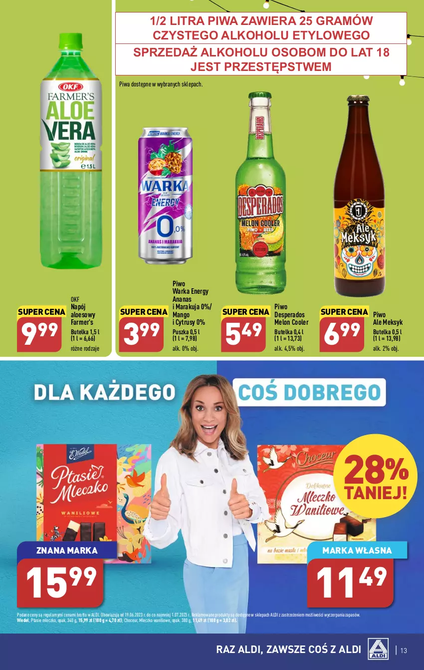 Gazetka promocyjna Aldi - Pełen katalog od 26.06 - ważna 26.06 do 01.07.2023 - strona 13 - produkty: Ananas, Desperados, Fa, Gra, Mango, Melon, Mleczko, Napój, Piwa, Piwo, Ptasie mleczko, Warka