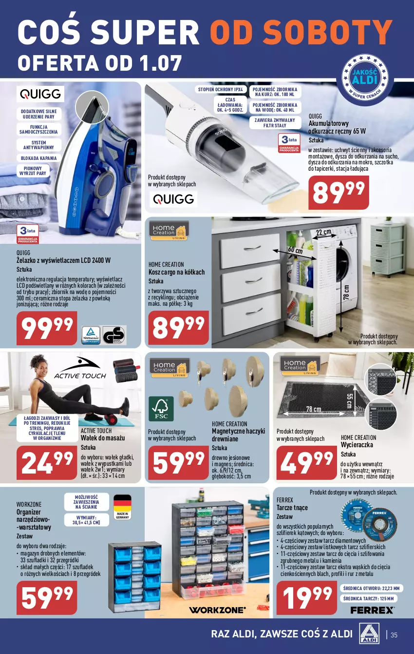 Gazetka promocyjna Aldi - Pełen katalog od 26.06 - ważna 26.06 do 01.07.2023 - strona 35 - produkty: Akumulator, Haczyk, Kosz, Odkurzacz, Organizer, Szczotka, Top, Wałek, Wycieraczka