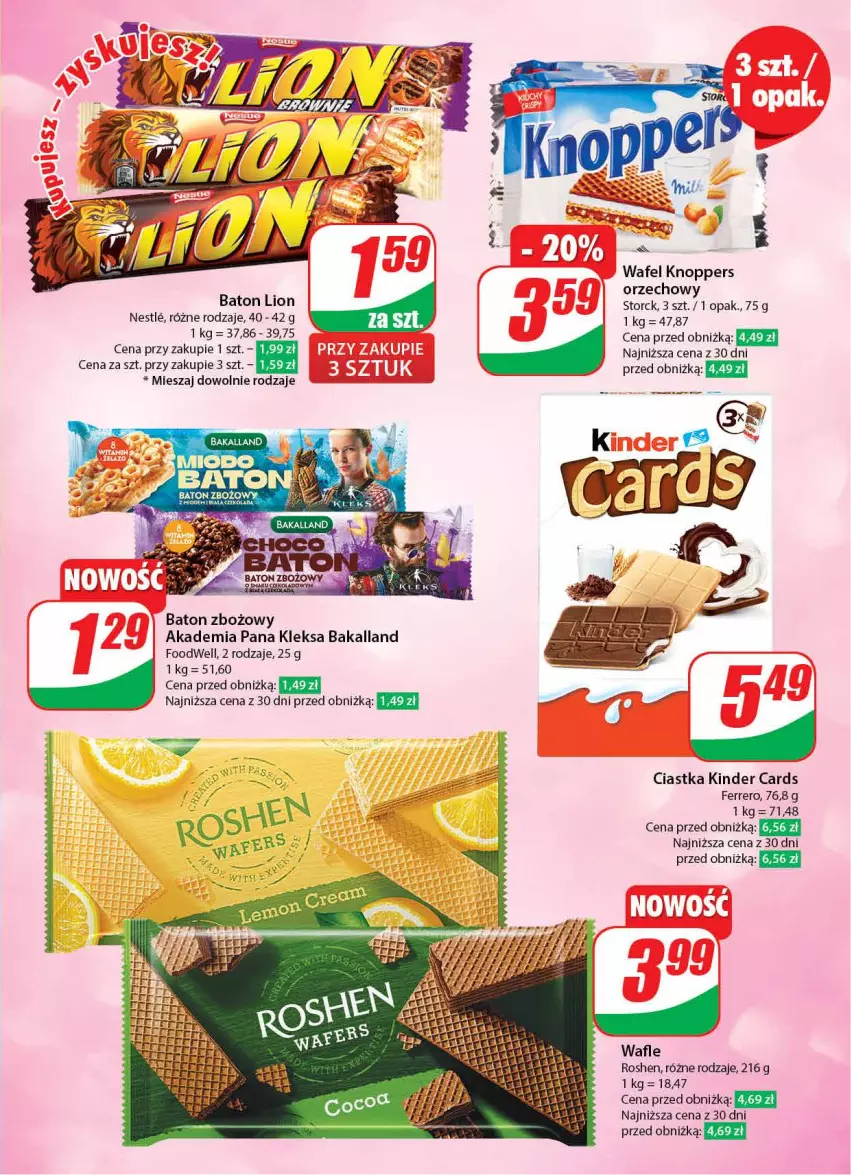 Gazetka promocyjna Dino - Gazetka 2 - ważna 09.01 do 16.01.2024 - strona 5 - produkty: Bakalland, Baton, Ciastka, Ferrero, Kinder, Knoppers, Lion, Wafle