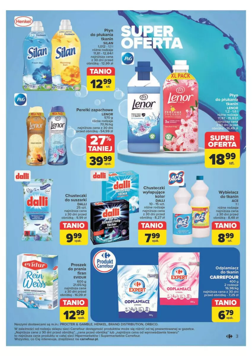 Gazetka promocyjna Carrefour - ważna 19.11 do 30.11.2024 - strona 8 - produkty: BIC, Chusteczki, Lenor, Odplamiacz, Perełki zapachowe, Proszek do prania, Silan, Suszarki