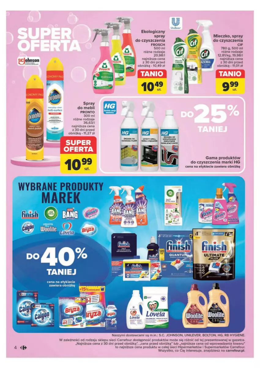 Gazetka promocyjna Carrefour - ważna 19.11 do 30.11.2024 - strona 9 - produkty: Cif, Frosch, LG, Mleczko, Pronto, Spray do czyszczenia