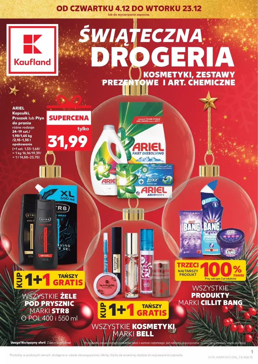 Gazetka promocyjna Kaufland - Kaufland - ważna 04.12 do 23.12.2025 - strona 1 - produkty: Ariel, Bell, Cillit Bang, Gra, Płyn do prania, Por, Str8, Waga