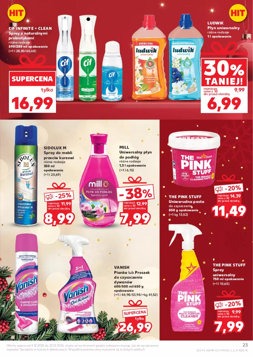 Gazetka promocyjna Kaufland - Kaufland - ważna 04.12 do 23.12.2025 - strona 23 - produkty: Cif, Dywan, Ludwik, Probiotyk, Sidolux, Vanish
