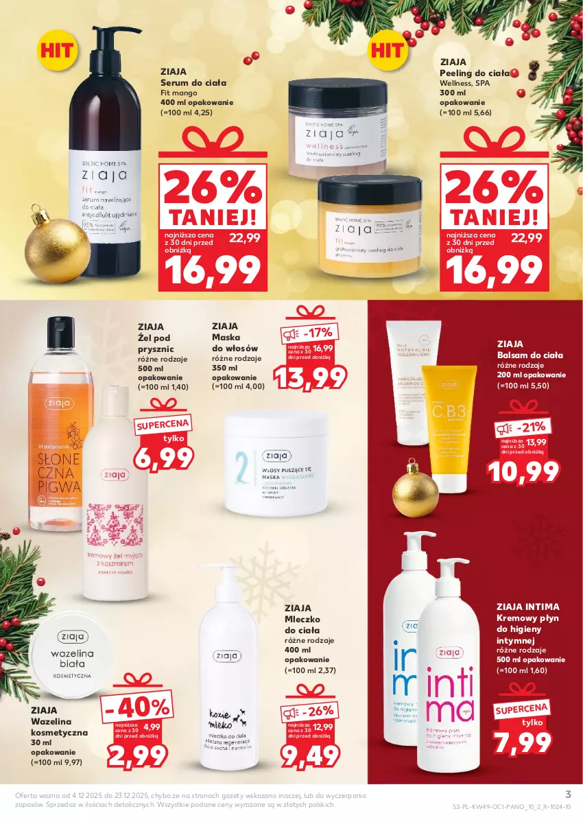 Gazetka promocyjna Kaufland - Kaufland - ważna 04.12 do 23.12.2025 - strona 3 - produkty: Balsam do ciała, Mango, Maska, Maska do włosów, Mleczko, Mleczko do ciała, Peeling, Płyn do higieny intymnej, Rum, Ser, Serum, Ziaja