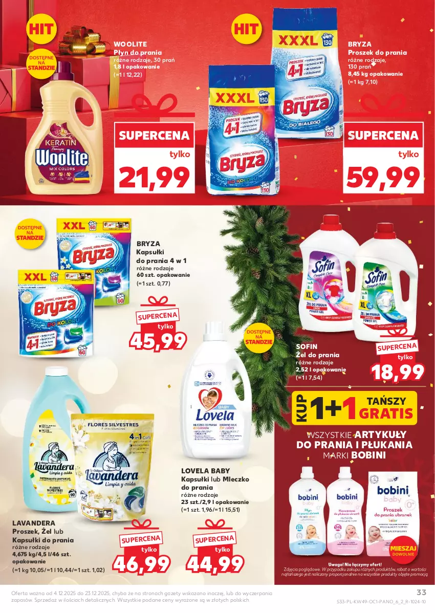 Gazetka promocyjna Kaufland - Kaufland - ważna 04.12 do 23.12.2025 - strona 33 - produkty: Bryza, Gra, Kapsułki do prania, Lovela, Mleczko, Mleczko do prania, Płyn do prania, Por, Proszek do prania, Waga, Woolite