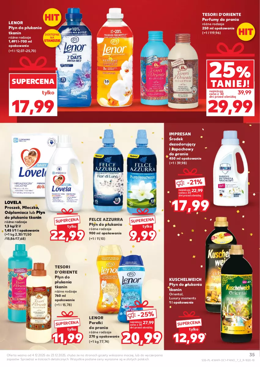 Gazetka promocyjna Kaufland - Kaufland - ważna 04.12 do 23.12.2025 - strona 35 - produkty: Lenor, Lovela, Mleczko, Moments, Odplamiacz, Perfum, Płyn do płukania