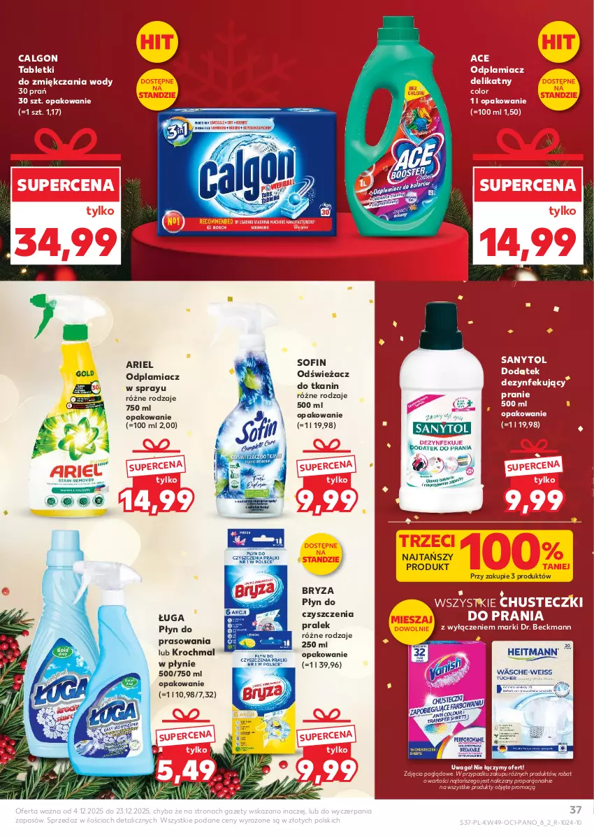 Gazetka promocyjna Kaufland - Kaufland - ważna 04.12 do 23.12.2025 - strona 37 - produkty: Ariel, Bryza, Calgon, Chusteczki, Chusteczki do prania, LG, Odplamiacz, Por, Sanytol, Tablet, Waga