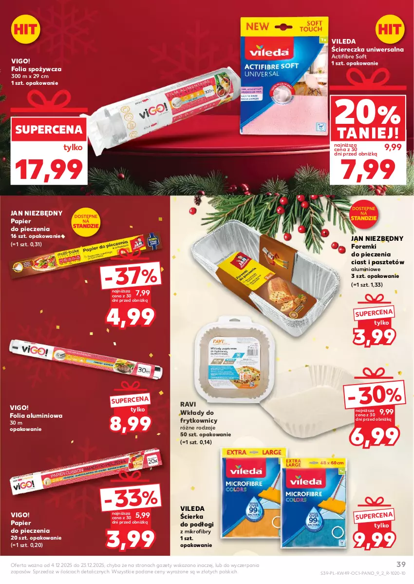 Gazetka promocyjna Kaufland - Kaufland - ważna 04.12 do 23.12.2025 - strona 39 - produkty: Folia aluminiowa, Foremki, Jan Niezbędny, Papier, Papier do pieczenia, Pasztet, Piec, Vileda