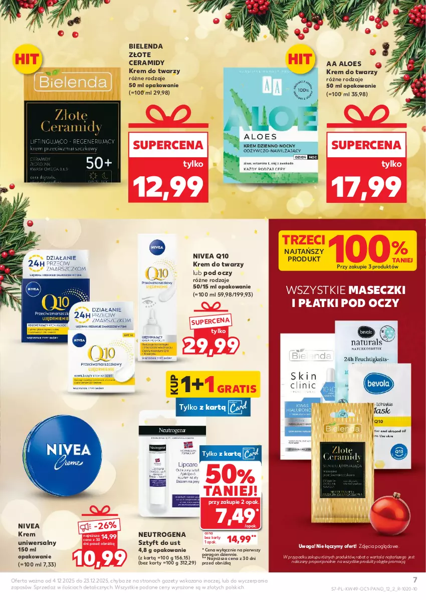 Gazetka promocyjna Kaufland - Kaufland - ważna 04.12 do 23.12.2025 - strona 7 - produkty: Bielenda, Gra, Krem do twarzy, Krem uniwersalny, Neutrogena, Nivea, Nivea Q10, Por, Waga