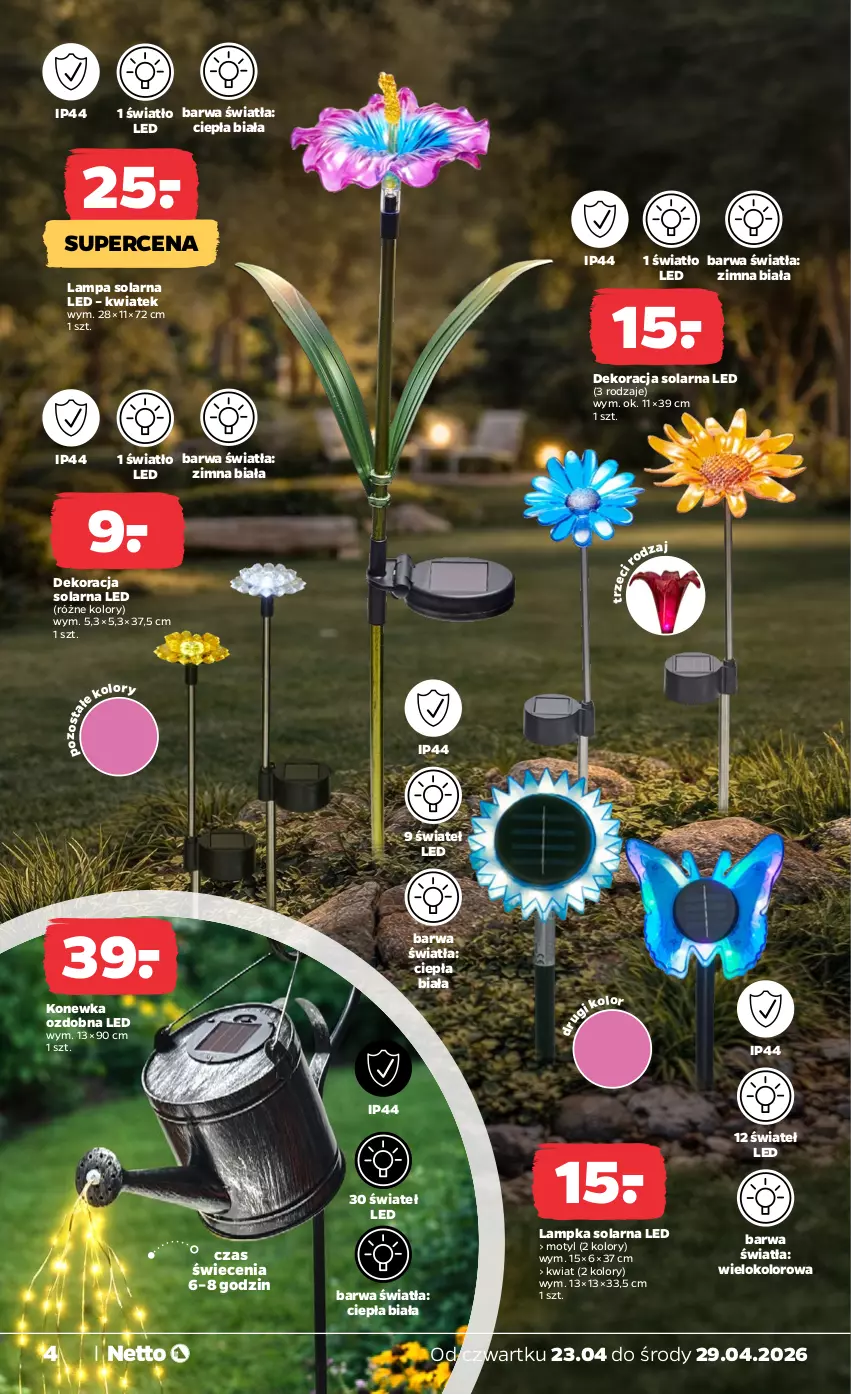 Gazetka promocyjna Netto - Od Czwartku - ważna 23.04 do 29.04.2026 - strona 4 - produkty: Konewka, Lampa