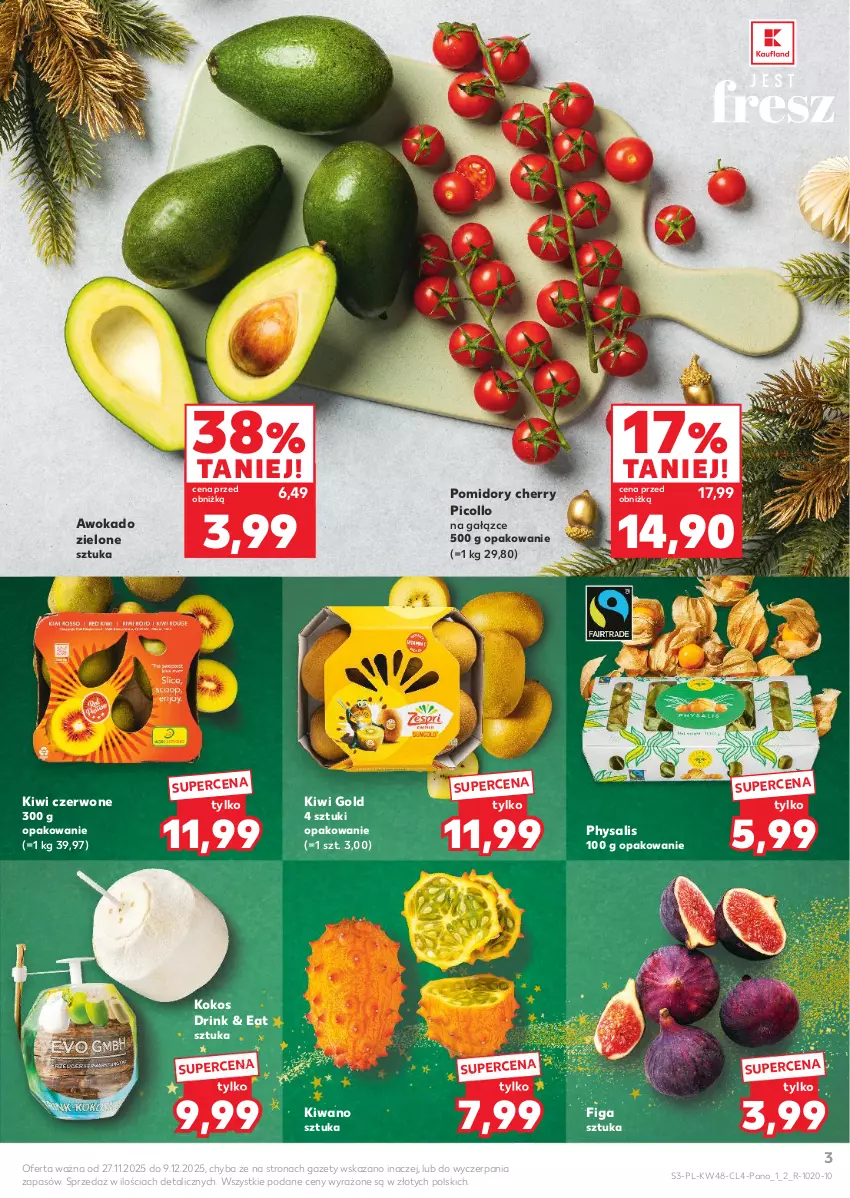 Gazetka promocyjna Kaufland - Kaufland - ważna 27.11 do 09.12.2025 - strona 3 - produkty: Kiwi, Kokos, Pomidory