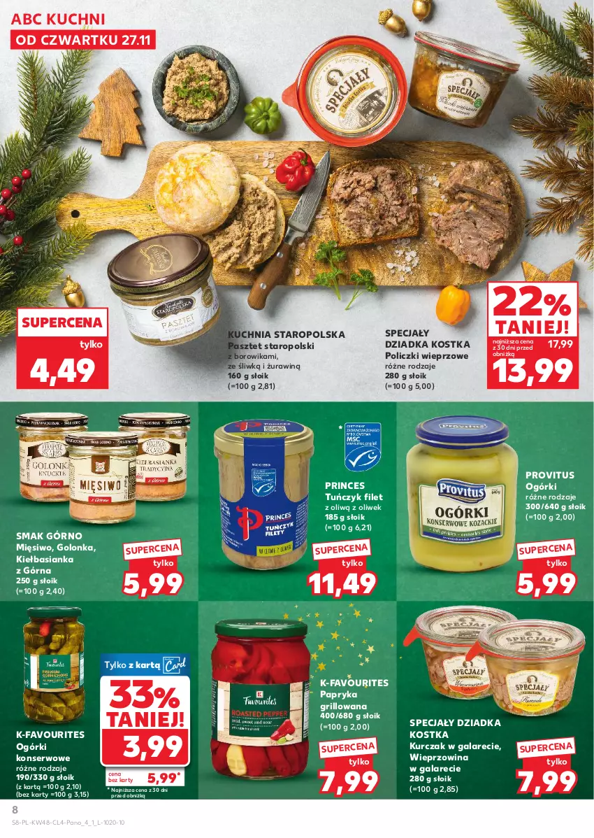Gazetka promocyjna Kaufland - Kaufland - ważna 27.11 do 09.12.2025 - strona 8 - produkty: Basia, Fa, Gala, Grill, Kuchnia, Kuchnia Staropolska, Kurczak, Ogórki konserwowe, Papryka, Papryka grillowana, Pasztet, Ser, Tuńczyk, Wieprzowina