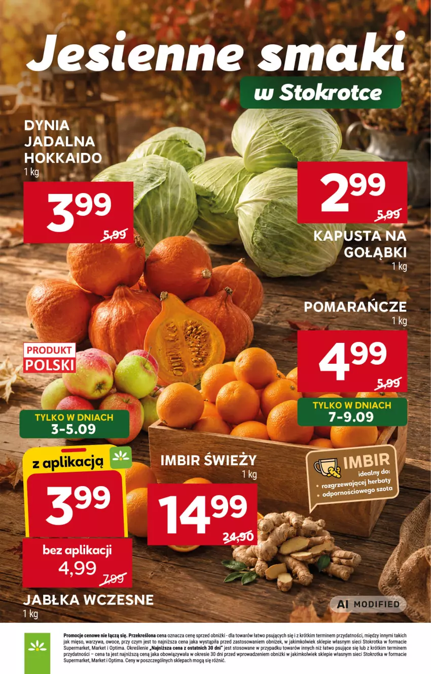 Gazetka promocyjna Stokrotka - Supermarket - ważna 03.09 do 09.09.2026 - strona 14 - produkty: Imbir, Jabłka, Mięso, Optima, Owoce, Pomarańcze, Warzywa