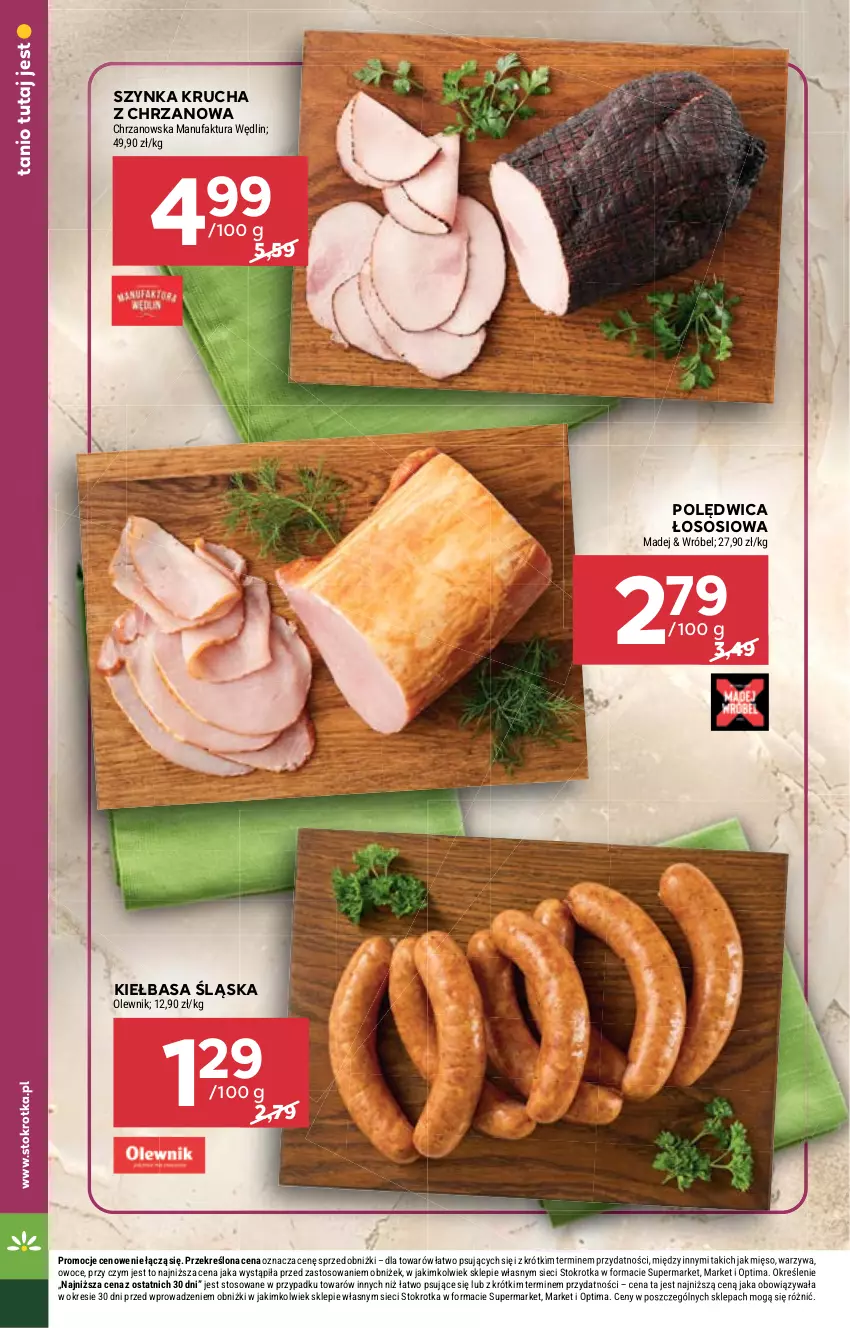 Gazetka promocyjna Stokrotka - Supermarket - ważna 03.09 do 09.09.2026 - strona 16 - produkty: Chrzan, Fa, Kiełbasa, Kiełbasa śląska, Mięso, Olewnik, Optima, Owoce, Polędwica, Sos, Szynka, Warzywa