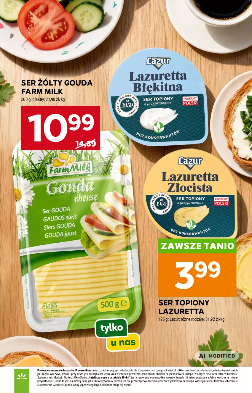 Gazetka promocyjna Stokrotka - Supermarket - ważna 03.09 do 09.09.2026 - strona 21 - produkty: Fa, Farm Milk, Gouda, Lazur, Mięso, Optima, Owoce, Ser, Ser topiony, Top, Warzywa