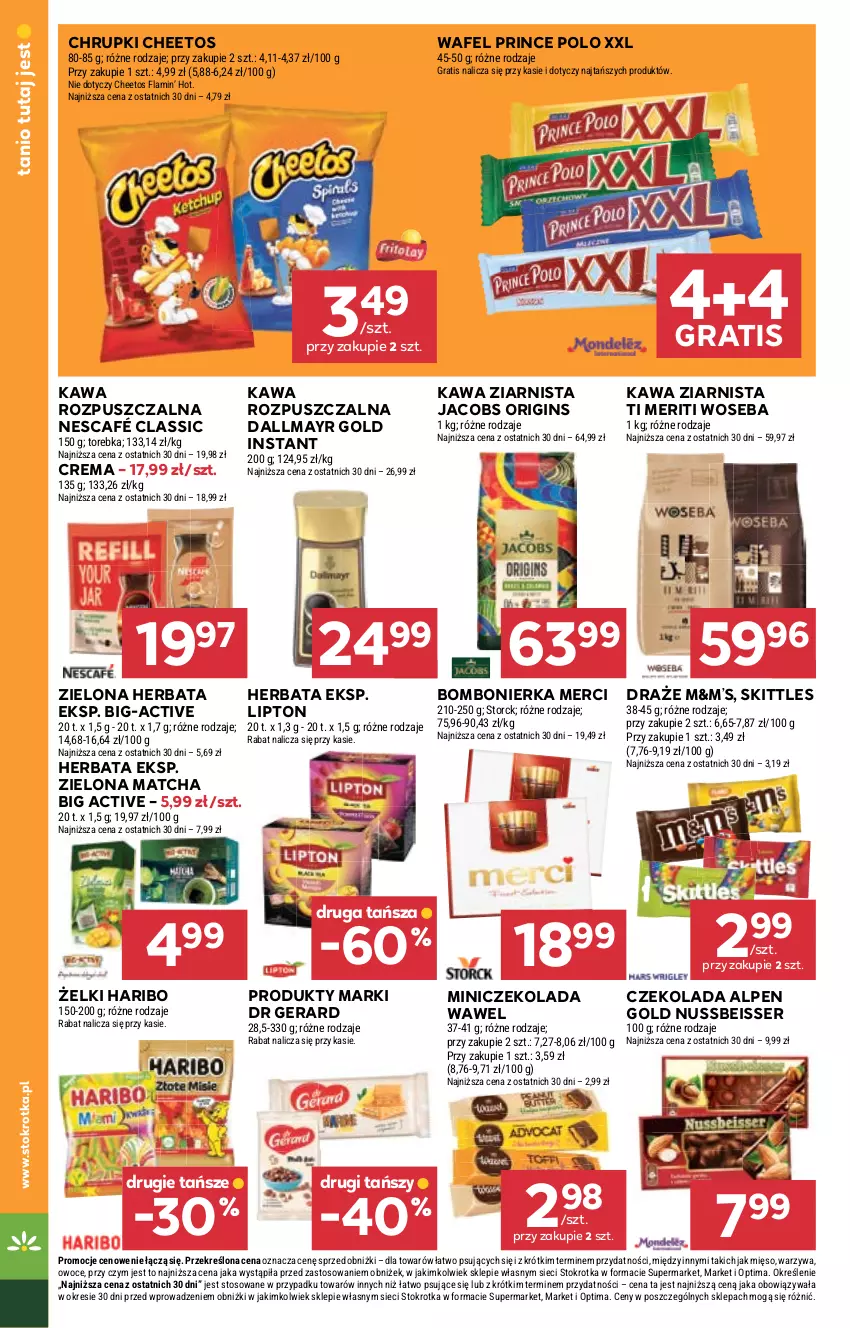 Gazetka promocyjna Stokrotka - Supermarket - ważna 03.09 do 09.09.2026 - strona 26 - produkty: Cheetos, Chrupki, Czekolada, Dallmayr, Dr Gerard, Gin, Gra, Haribo, Herbata, Jacobs, Kawa, Kawa rozpuszczalna, Kawa ziarnista, Lipton, Merci, Mięso, Nescafé, Optima, Owoce, Prince Polo, Ser, Torebka, Warzywa, Wawel, Woseba