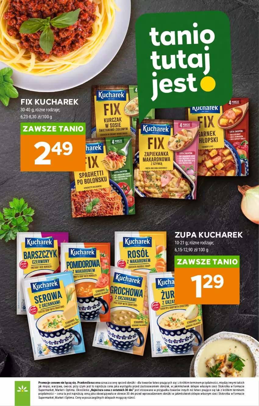 Gazetka promocyjna Stokrotka - Supermarket - ważna 03.09 do 09.09.2026 - strona 44 - produkty: Kucharek, Mięso, Optima, Owoce, Warzywa, Zupa