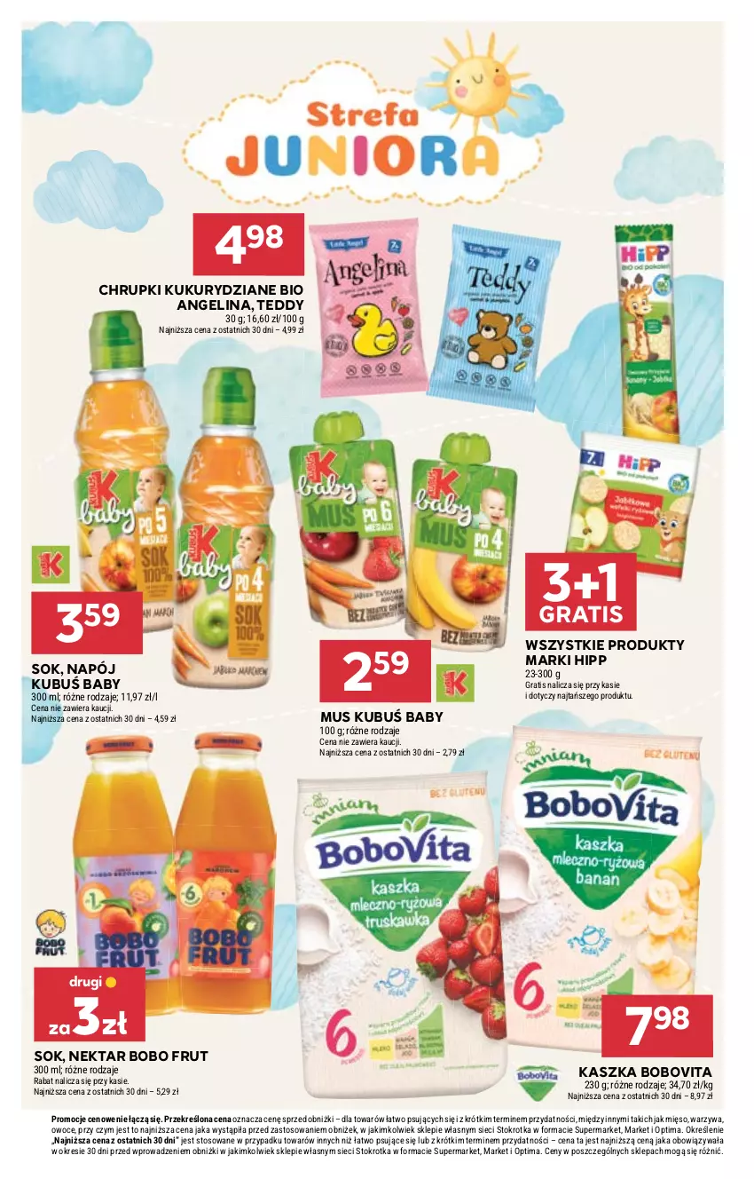 Gazetka promocyjna Stokrotka - Supermarket - ważna 03.09 do 09.09.2026 - strona 54 - produkty: BoboVita, Chrupki, Gra, HiPP, Kubuś, Mięso, Mus, Napój, Nektar, Optima, Owoce, Sok, Warzywa