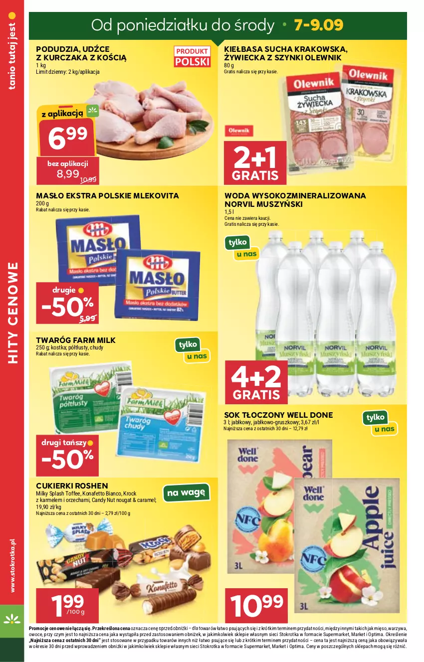Gazetka promocyjna Stokrotka - Supermarket - ważna 03.09 do 09.09.2026 - strona 8 - produkty: Candy, Cukier, Cukierki, Fa, Farm Milk, Gra, Kiełbasa, Kurczak, Masło, Mięso, Mleko, Mlekovita, Mus, Olewnik, Optima, Owoce, Sok, Twaróg, Warzywa, Woda