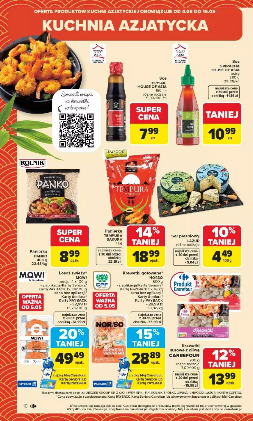 Gazetka promocyjna Carrefour - Gazetka Carrefour, Market od poniedziałku! - ważna 04.05 do 09.05.2026 - strona 12 - produkty: House of Asia, Krewetki, LG, Półka, Por, Pur, Rolnik, Ser, Ser pleśniowy, Sos