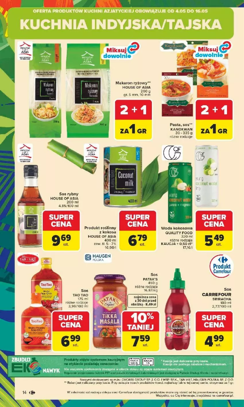 Gazetka promocyjna Carrefour - Gazetka Carrefour, Market od poniedziałku! - ważna 04.05 do 09.05.2026 - strona 16 - produkty: Fa, House of Asia, Kokos, Makaron, Makaron ryżowy, Ryż, Sos, Sos rybny, Woda