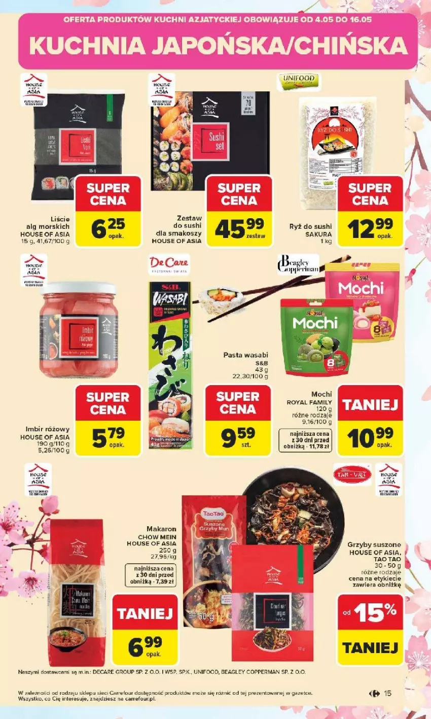 Gazetka promocyjna Carrefour - Gazetka Carrefour, Market od poniedziałku! - ważna 04.05 do 09.05.2026 - strona 17 - produkty: Fa, Grzyby, House of Asia, Kosz, Makaron, Pasta wasabi, Ryż, Ryż do sushi, Ser, Sushi, Wasa