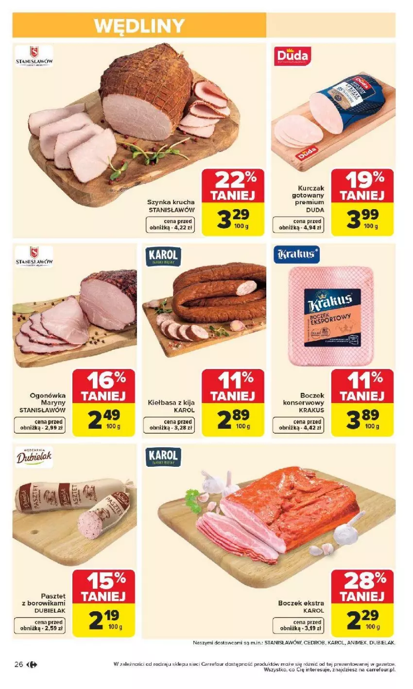Gazetka promocyjna Carrefour - Gazetka Carrefour, Market od poniedziałku! - ważna 04.05 do 09.05.2026 - strona 28 - produkty: Boczek, Duda, Krakus, Kurczak, Ogonówka, Pasztet, Ser, Szynka