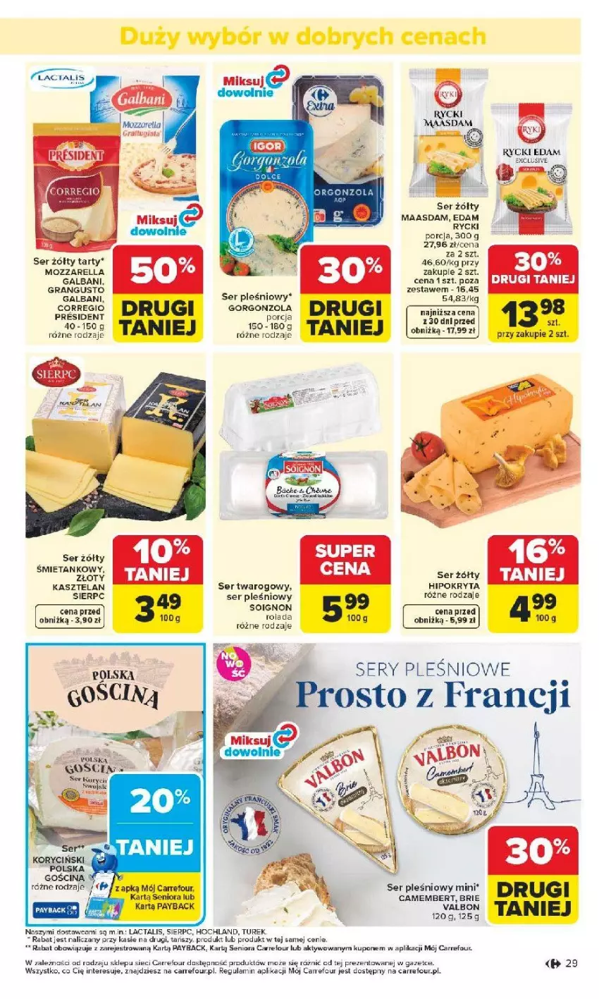 Gazetka promocyjna Carrefour - Gazetka Carrefour, Market od poniedziałku! - ważna 04.05 do 09.05.2026 - strona 31 - produkty: Brie, Camembert, Edam, Galbani, Gorgonzola, Gra, Hochland, Kasztelan, Maasdam, Mozzarella, Por, Rolada, Rycki Edam, Ser, Ser pleśniowy