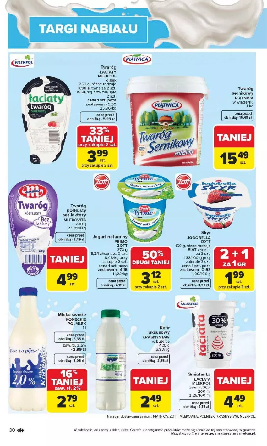 Gazetka promocyjna Carrefour - Gazetka Carrefour, Market od poniedziałku! - ważna 04.05 do 09.05.2026 - strona 32 - produkty: Bell, Bella, Jogobella, Jogurt, Jogurt naturalny, Kefir, Mleko, Mlekovita, Piątnica, POLMLEK, Por, Ser, Twaróg, Twaróg półtłusty, Zott
