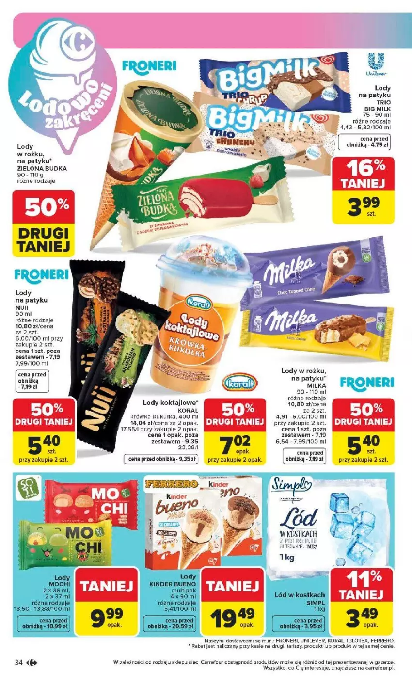 Gazetka promocyjna Carrefour - Gazetka Carrefour, Market od poniedziałku! - ważna 04.05 do 09.05.2026 - strona 36 - produkty: Big Milk, Fa, Lody, Milka, Zielona Budka