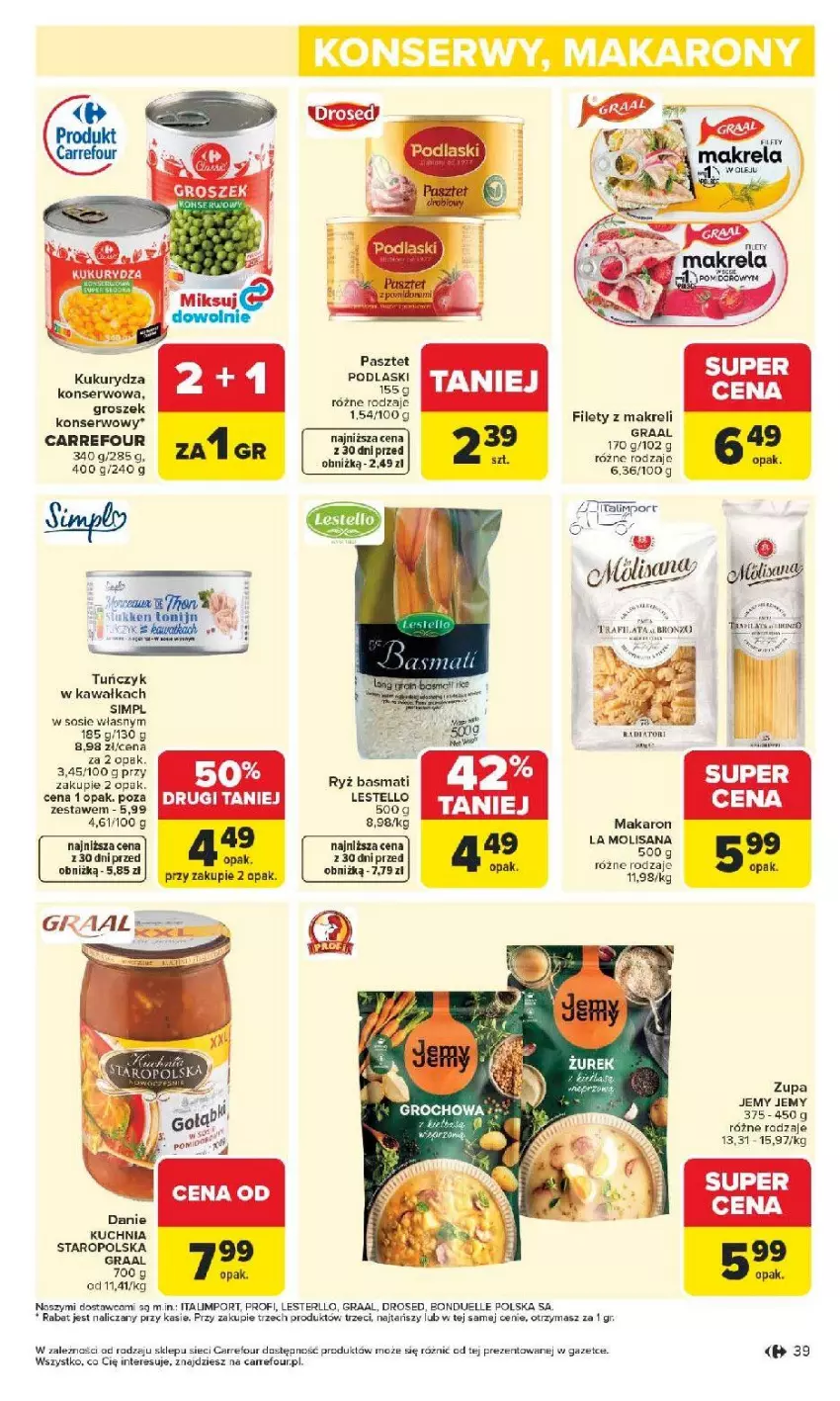 Gazetka promocyjna Carrefour - Gazetka Carrefour, Market od poniedziałku! - ważna 04.05 do 09.05.2026 - strona 41 - produkty: Fa, Gra, Graal, Groszek, Isana, Kawa, Kuchnia, Kuchnia Staropolska, Kukurydza, Kukurydza konserwowa, Makaron, Pasztet, Podlaski, Por, Ryż, Ryż basmati, Ser, Sos, Tuńczyk, Zupa