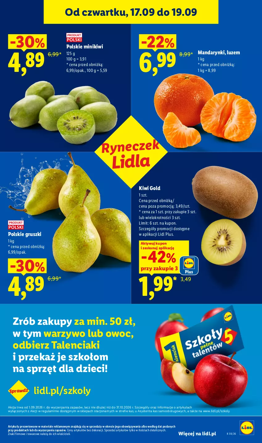Gazetka promocyjna Lidl - Gazetka ważna od 17.09 do 19.09 - ważna 17.09 do 19.09.2026 - strona 45 - produkty: Dzieci, Gruszki, Kiwi, Mandarynki, Minikiwi