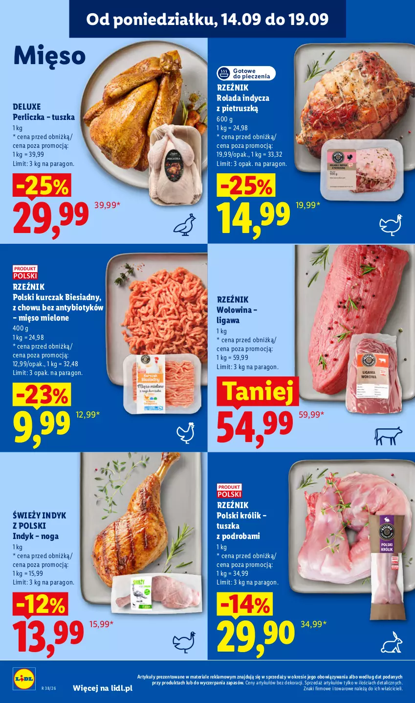 Gazetka promocyjna Lidl - Gazetka ważna od 17.09 do 19.09 - ważna 17.09 do 19.09.2026 - strona 52 - produkty: Królik, Kurczak, Mięso, Mięso mielone, Perliczka, Piec, Rolada, Tusz, Wołowina