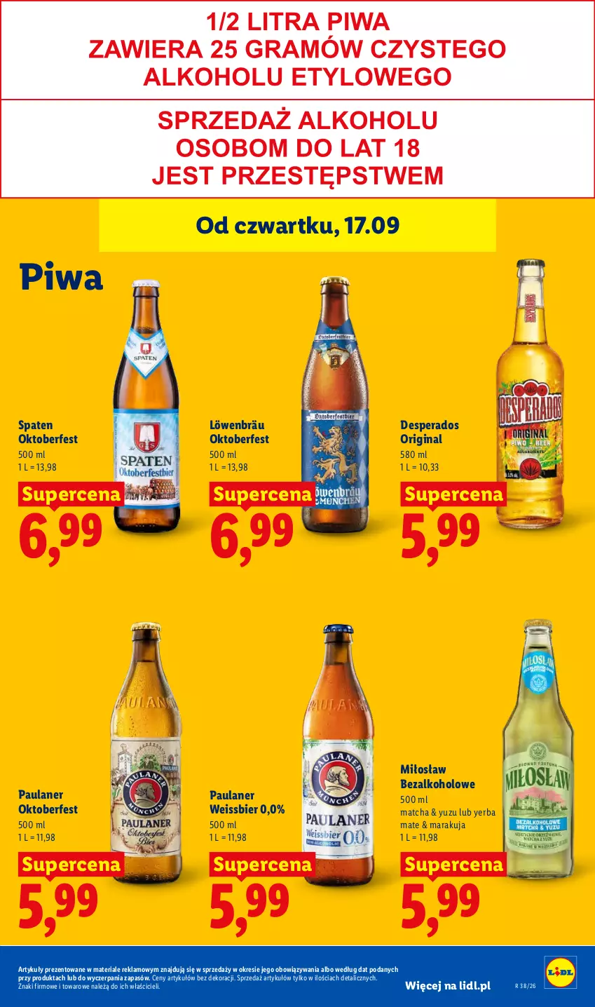 Gazetka promocyjna Lidl - Gazetka ważna od 17.09 do 19.09 - ważna 17.09 do 19.09.2026 - strona 69 - produkty: Desperados, Gin, Piwa