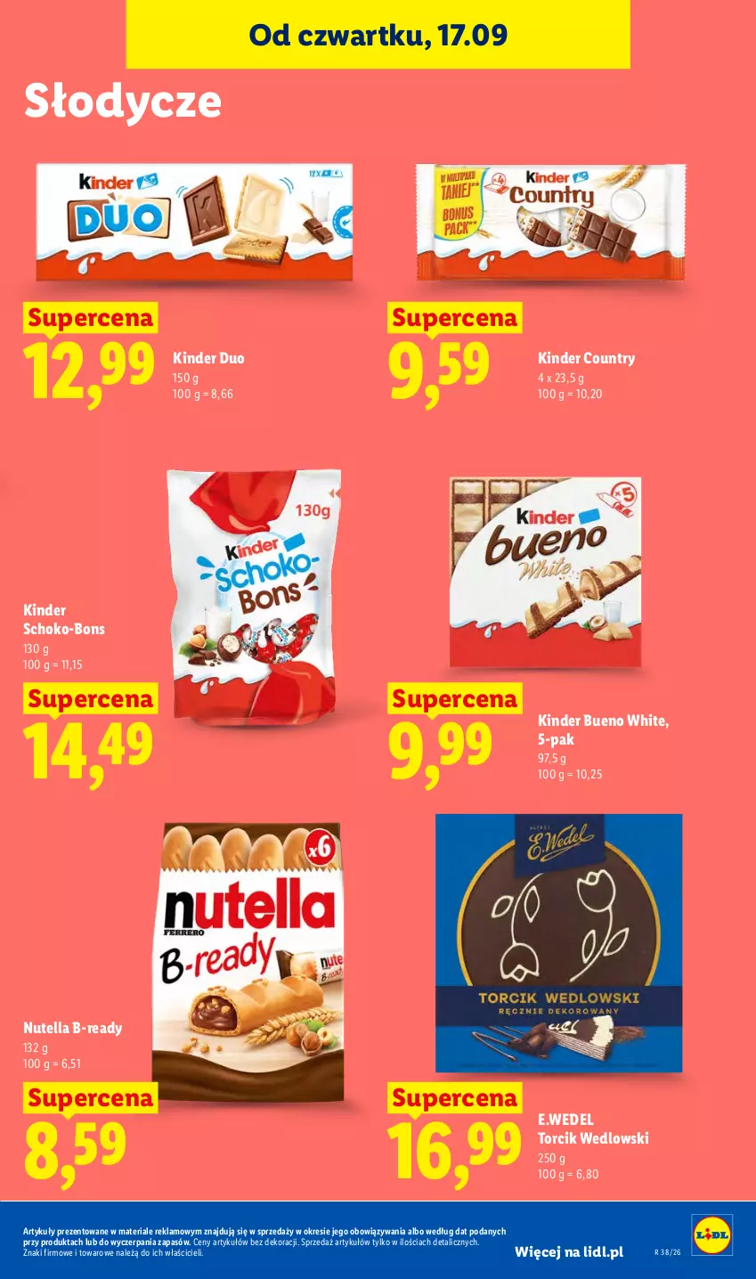 Gazetka promocyjna Lidl - Gazetka ważna od 17.09 do 19.09 - ważna 17.09 do 19.09.2026 - strona 73 - produkty: Kinder, Kinder Bueno, Nutella