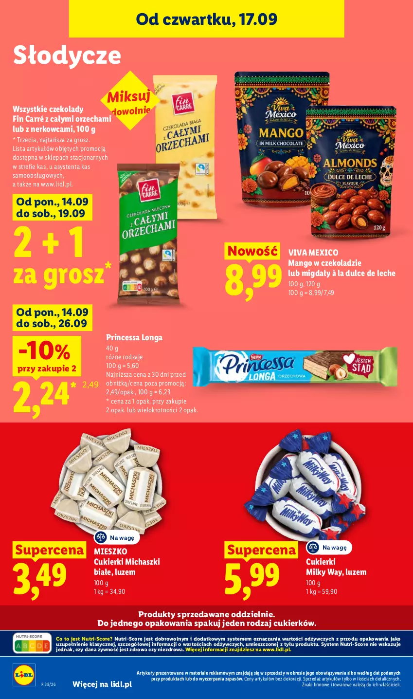 Gazetka promocyjna Lidl - Gazetka ważna od 17.09 do 19.09 - ważna 17.09 do 19.09.2026 - strona 74 - produkty: Cukier, Cukierki, Mango, Migdały, Milky Way, Princessa