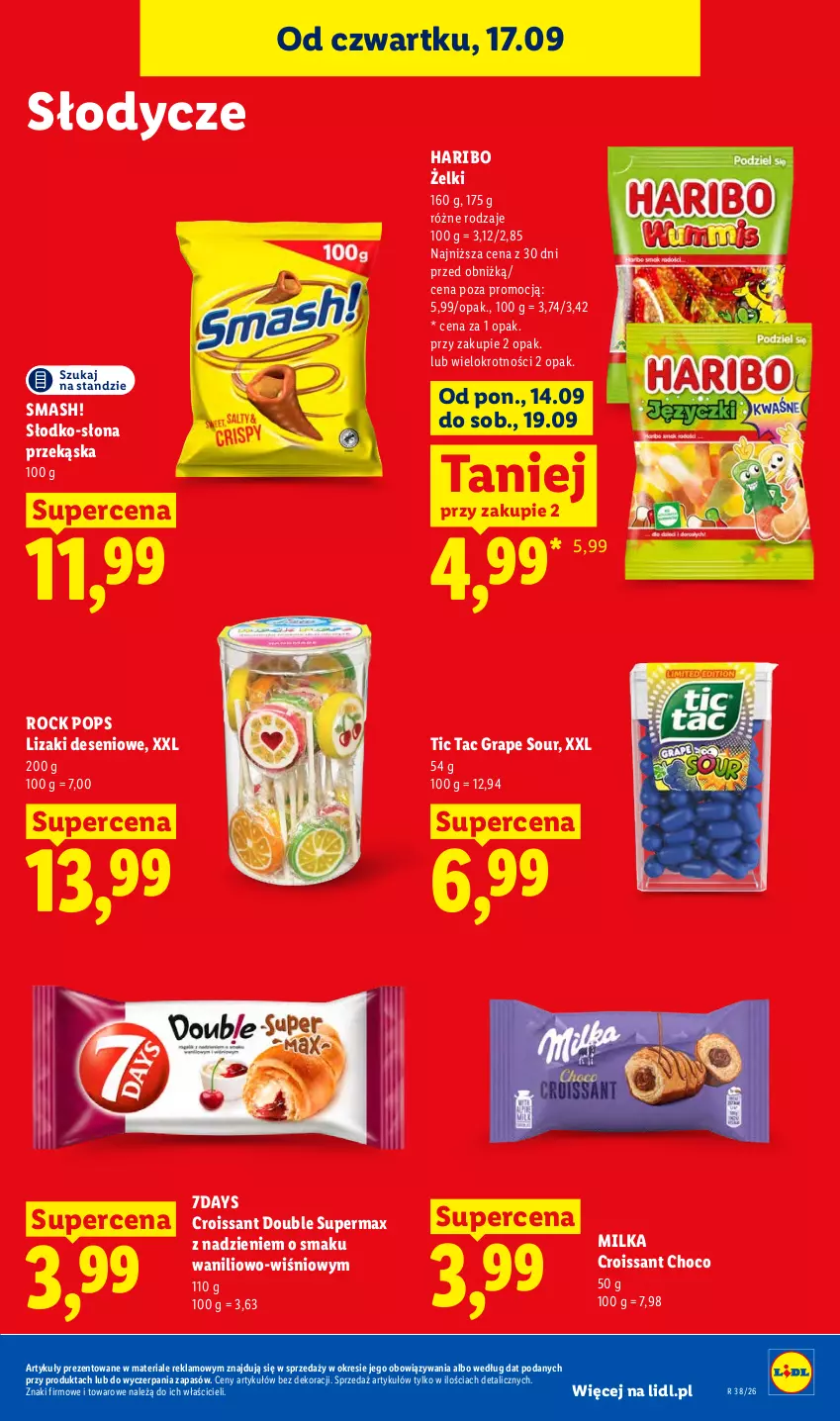 Gazetka promocyjna Lidl - Gazetka ważna od 17.09 do 19.09 - ważna 17.09 do 19.09.2026 - strona 75 - produkty: Croissant, Gra, Haribo, Lizaki, Milka