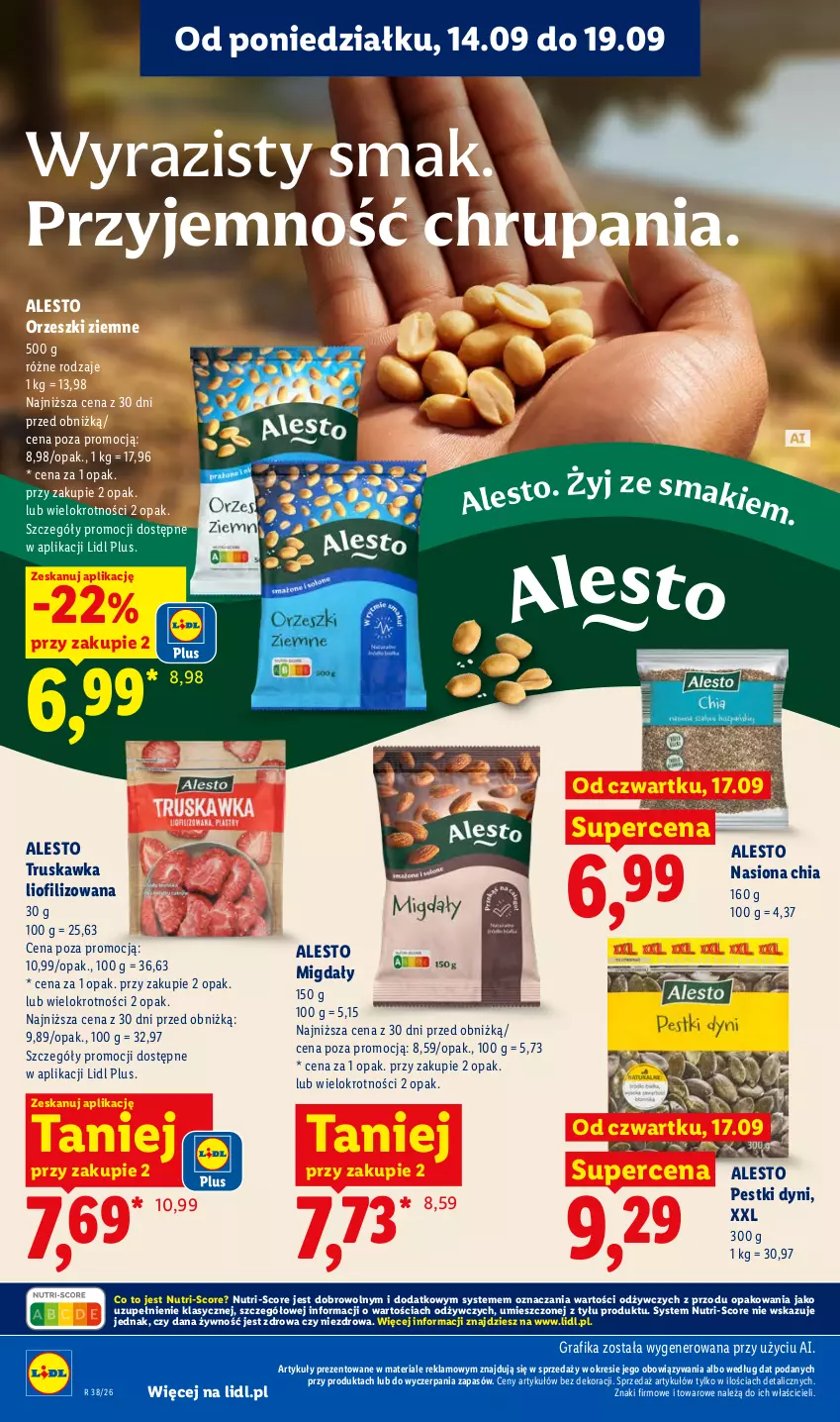 Gazetka promocyjna Lidl - Gazetka ważna od 17.09 do 19.09 - ważna 17.09 do 19.09.2026 - strona 78 - produkty: Chia, Gra, Grafika, Migdały, O nas, Orzeszki, Orzeszki ziemne, Pestki dyni