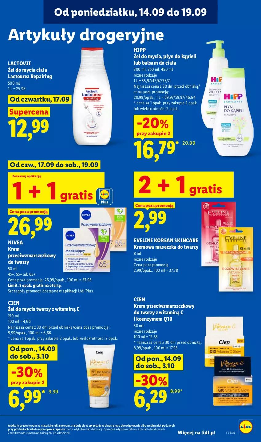 Gazetka promocyjna Lidl - Gazetka ważna od 17.09 do 19.09 - ważna 17.09 do 19.09.2026 - strona 89 - produkty: Balsam do ciała, Eveline, Gra, HiPP, Krem przeciwzmarszczkowy, Mars, Nivea, Płyn do kąpieli