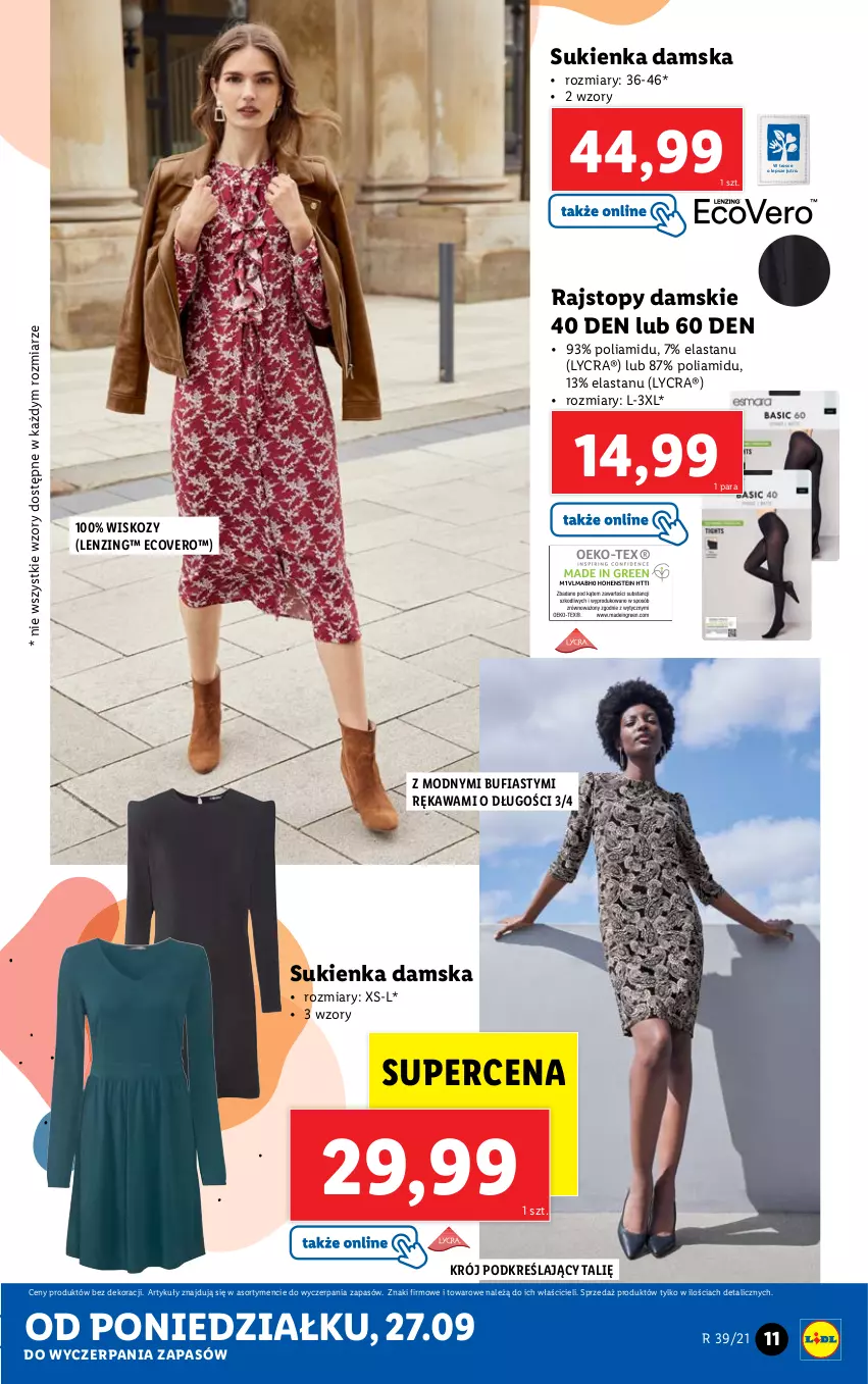 Gazetka promocyjna Lidl - GAZETKA - ważna 27.09 do 03.10.2021 - strona 11 - produkty: Kawa, Rajstopy, Sukienka, Top