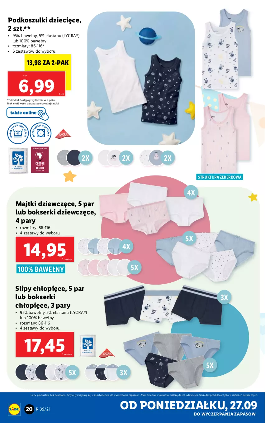 Gazetka promocyjna Lidl - GAZETKA - ważna 27.09 do 03.10.2021 - strona 20 - produkty: Bokserki, Dzieci, Kosz, Majtki, Ser, Slipy