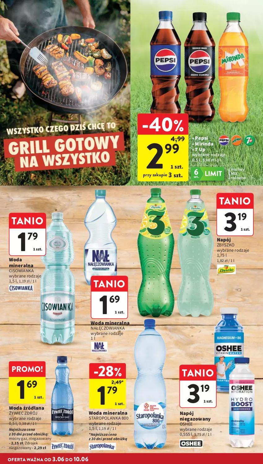 Gazetka promocyjna Intermarche - Gazetka promocyjna - ważna 03.06 do 10.06.2026 - strona 12 - produkty: Cisowianka, LANA, Mirinda, Nałęczowianka, Napój, Napój niegazowany, Oshee, Pepsi, Staropolanka, Woda, Woda mineralna