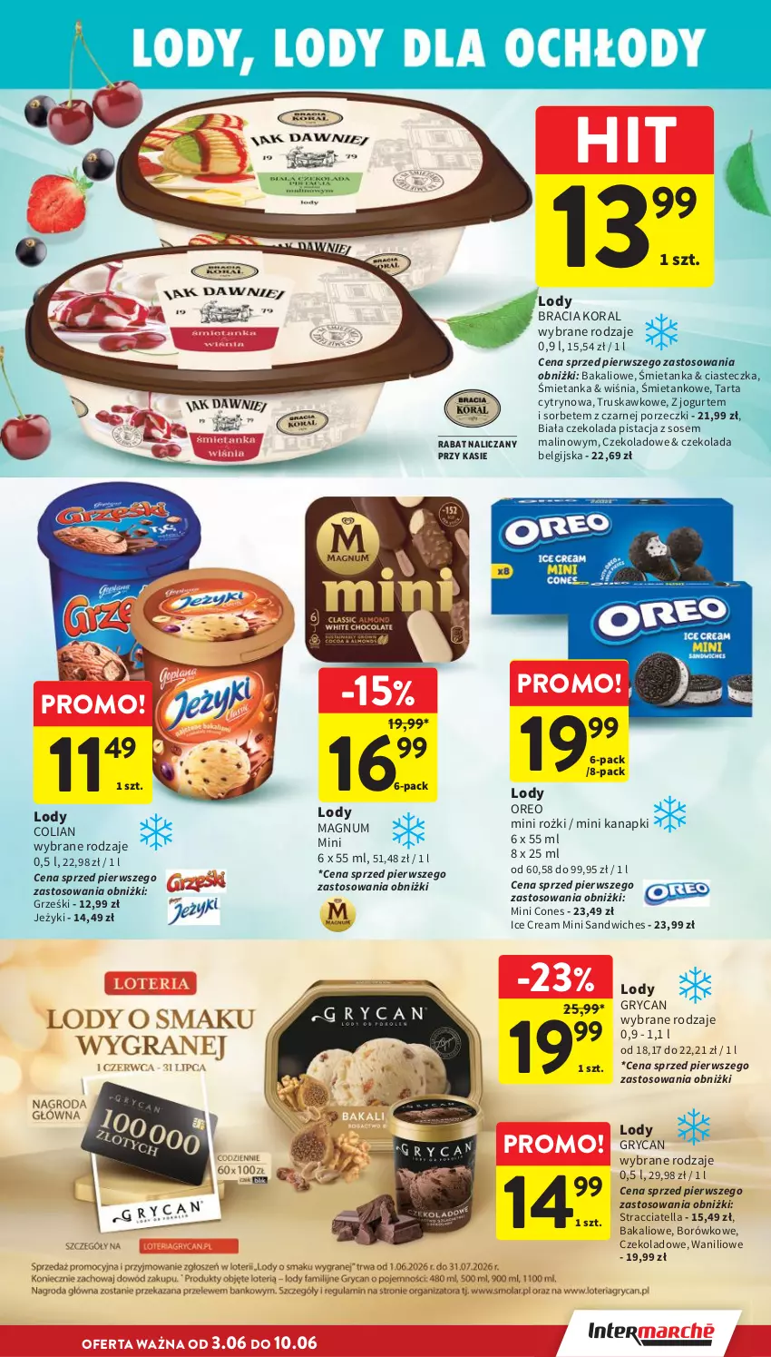 Gazetka promocyjna Intermarche - Gazetka promocyjna - ważna 03.06 do 10.06.2026 - strona 23 - produkty: Czekolada, Gry, Grześki, Jeżyki, Jogurt, LG, Lody, Oreo, Por, Sos, Tarta