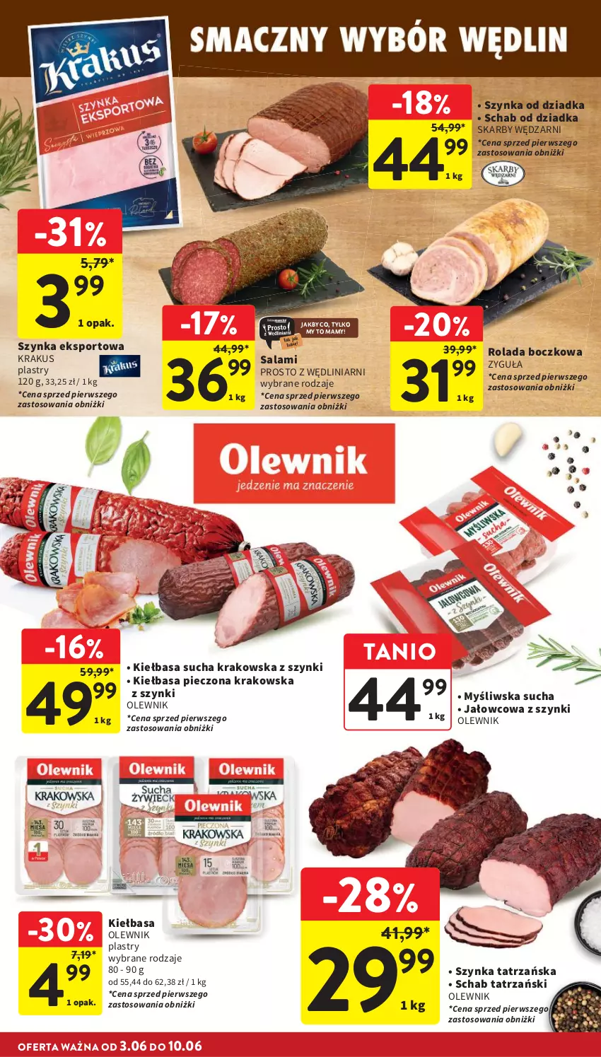 Gazetka promocyjna Intermarche - Gazetka promocyjna - ważna 03.06 do 10.06.2026 - strona 24 - produkty: Kiełbasa, Krakus, Olewnik, Piec, Por, Rolada, Salami, Sport, Szynka