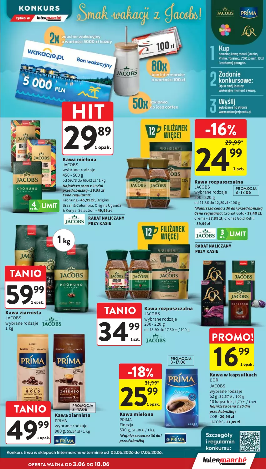 Gazetka promocyjna Intermarche - Gazetka promocyjna - ważna 03.06 do 10.06.2026 - strona 29 - produkty: Gin, Jacobs, Kawa, Kawa mielona, Kawa rozpuszczalna, Kawa ziarnista, Prima